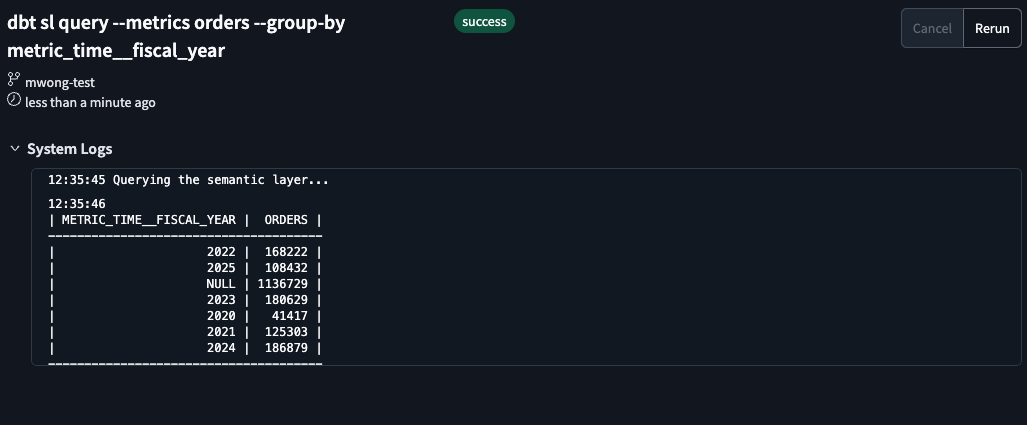 Validate the custom calendar metrics and time spine output in dbt Cloud IDE